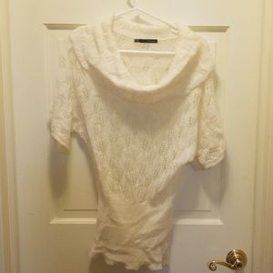 White cowl neck knitted top